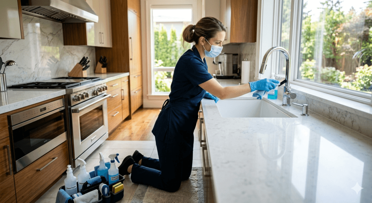 Sparkling clean kitchen after deep cleaning