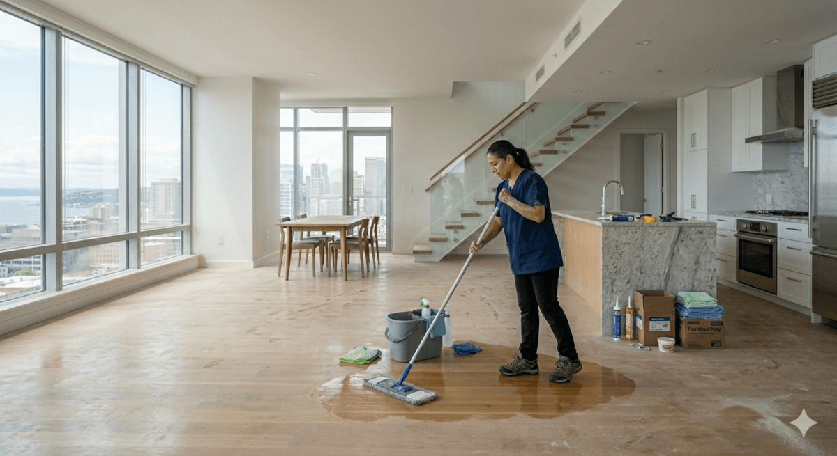 Newly renovated room after post-construction cleaning